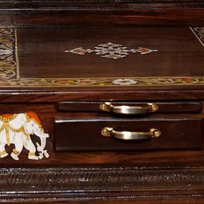  Kesari Teak Wood Mandir (Brown) close  view 