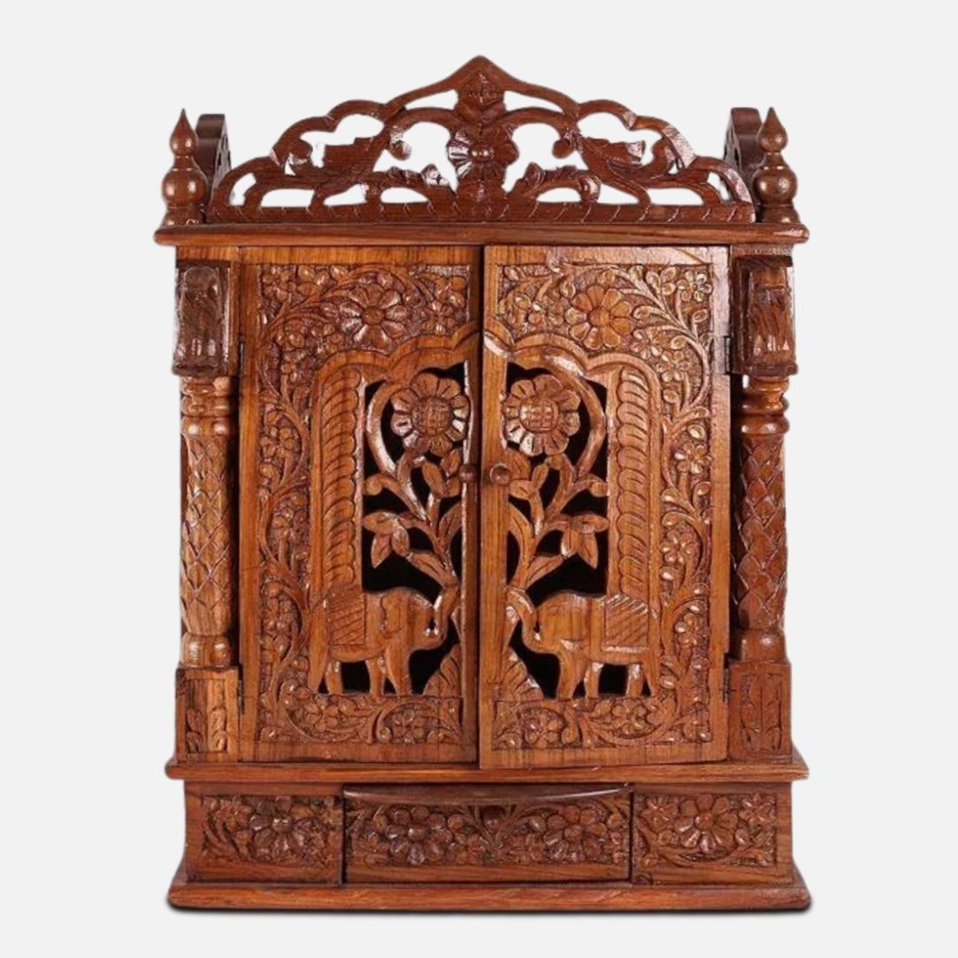 Keshava Teak Wood Mandir Teak with Door
