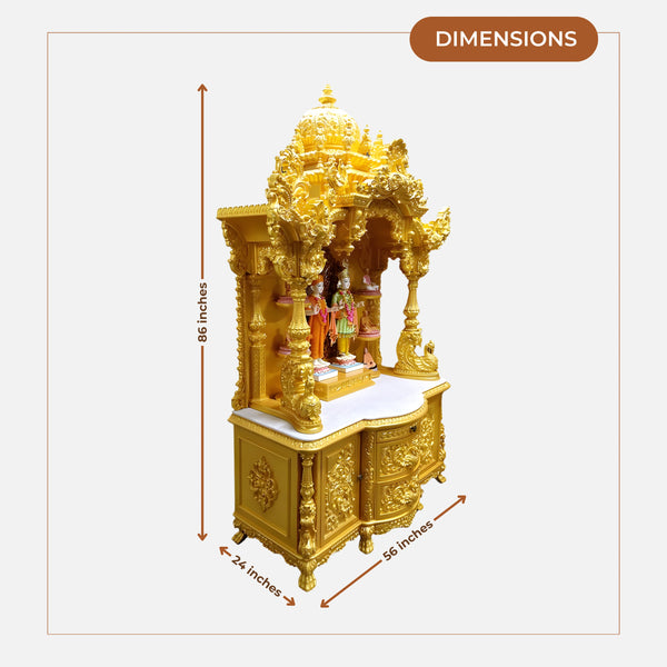 Kiran Teak Wood Mandap (Gold) dimensions  