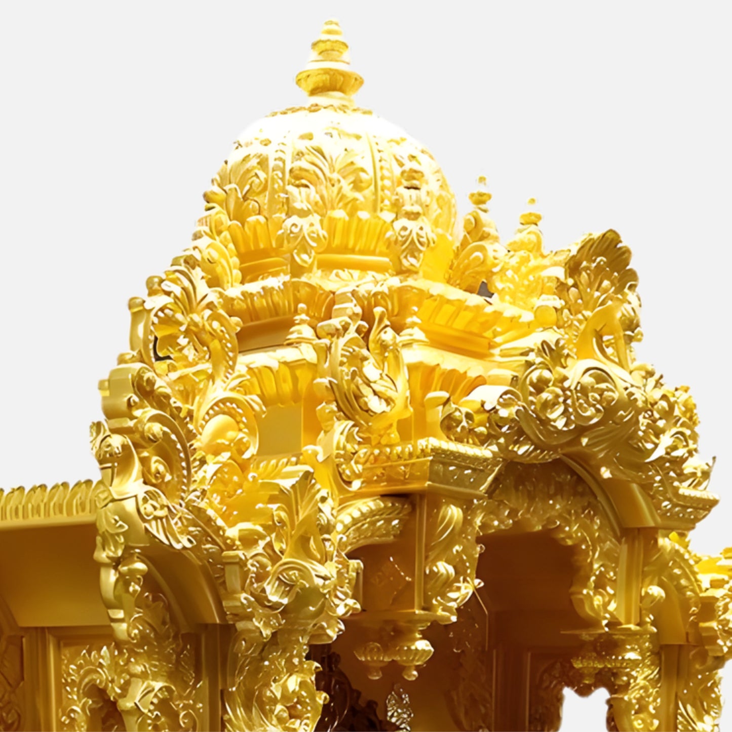 Kiran Teak Wood Mandap (Gold) dome side angle