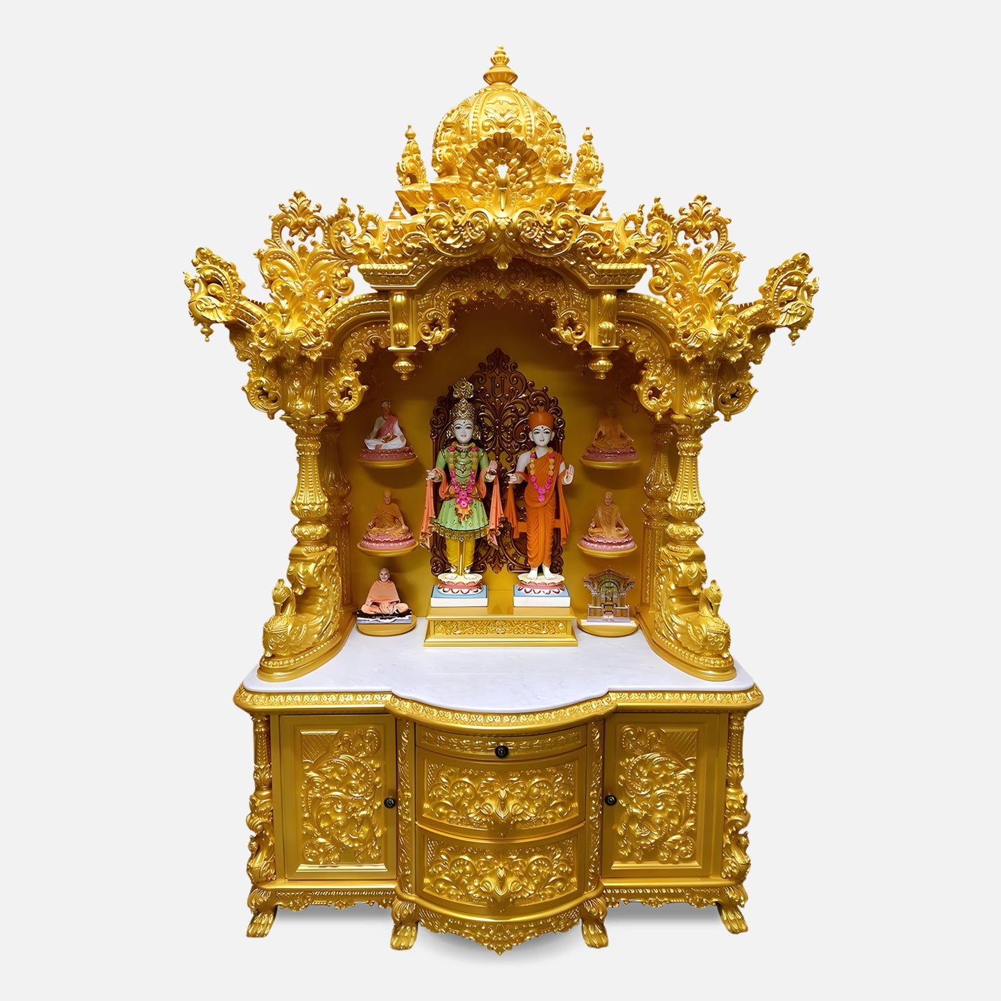 Kiran Teak Wood Mandap (Gold) front view 