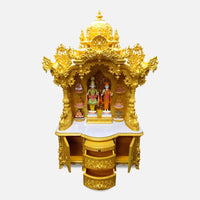 Kiran Teak Wood Mandap (Gold) open drawer front view 