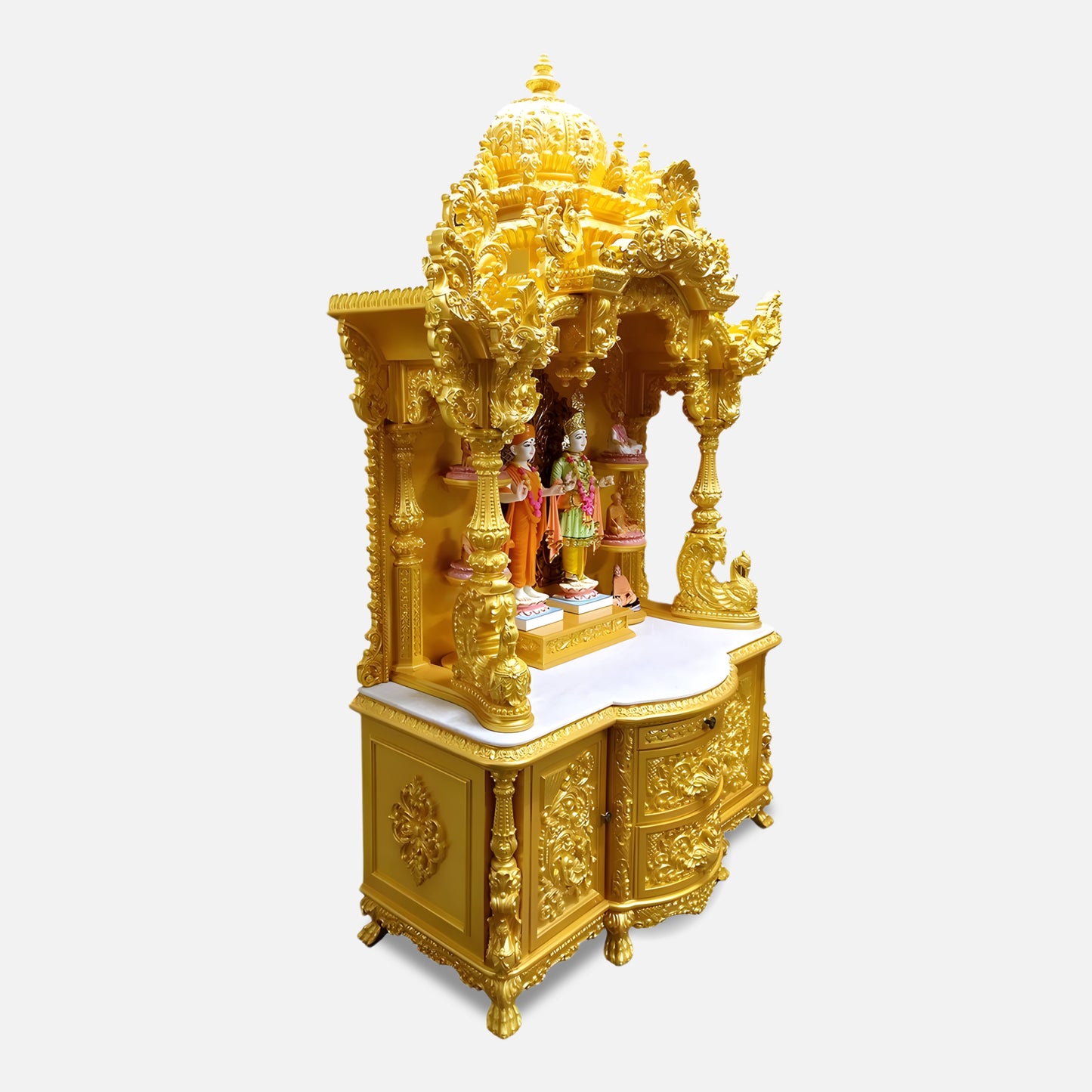 Kiran Teak Wood Mandap (Gold) side angle