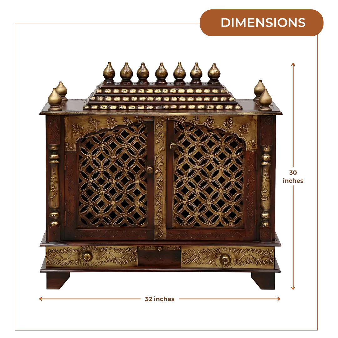Kishoram Sheesham Wood Mandir (Brown) Dimensions