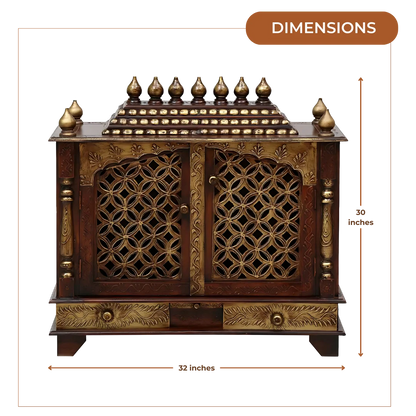 Kishoram Sheesham Wood Mandir (Brown) Dimensions