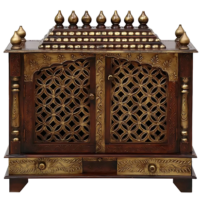 Kishoram Sheesham Wood Mandir (Brown) Front view