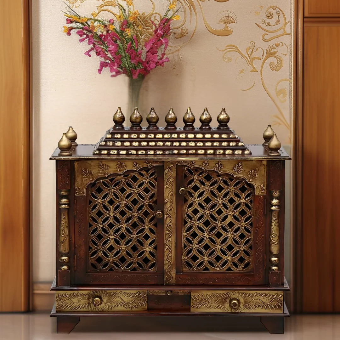 Kishoram Sheesham Wood Mandir (Brown) Lifestyle image