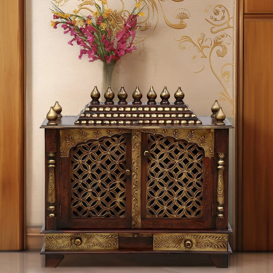 Kishoram Sheesham Wood Mandir (Brown) Lifestyle image
