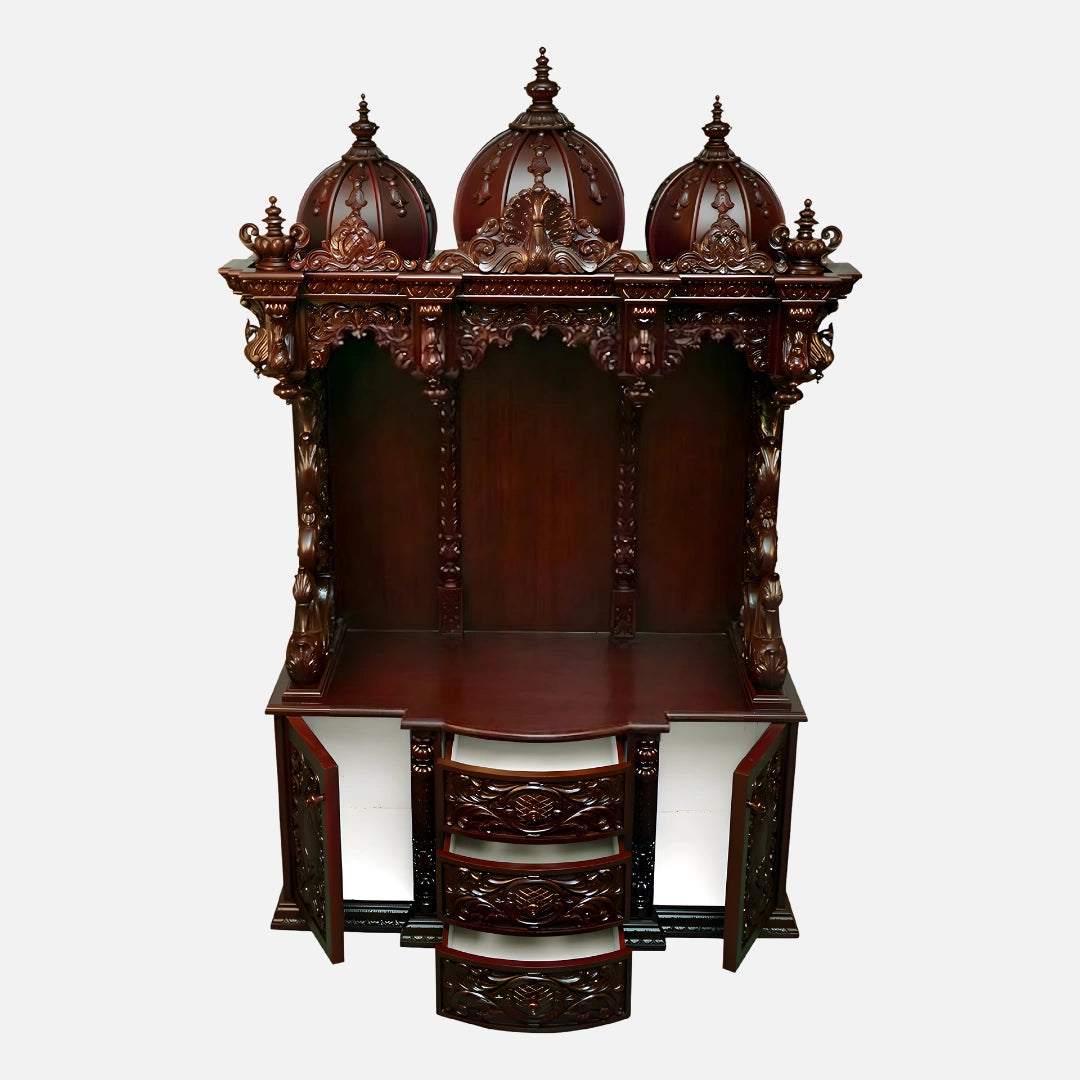 Kutralam Teak Wood Mandap (Cherry) open drawer front view