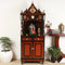 Kutustha Floor Rested Pooja Mandap with Door (Brown Gold) Lifestyle view