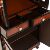 Kutustha Floor Rested Pooja Mandir/Wooden temple with doors for home in Brown Gold color zoom view open drawers