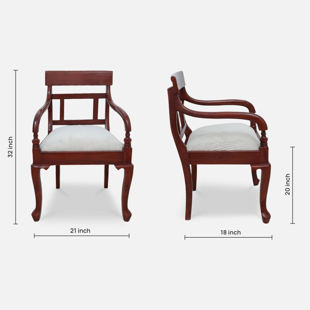Kyoto Teak Wood Arm Chair (Brown) dimensions image 