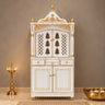 Antarusya Large Floor Rested Pooja Mandap with Door (White Gold)