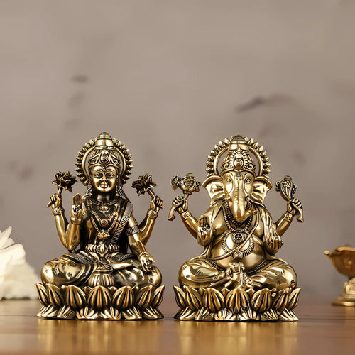 Lakshmi Ganesha Brass Idol 4