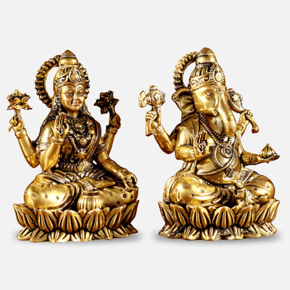 Lakshmi Ganesha Brass Idol 4 side angle  