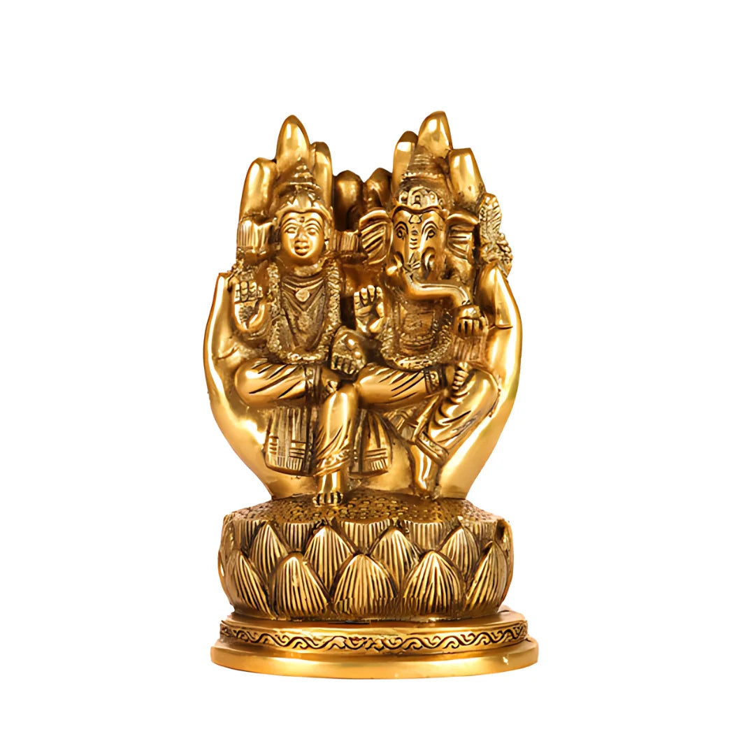 Lakshmi Ganesha Brass Idol 5 front view