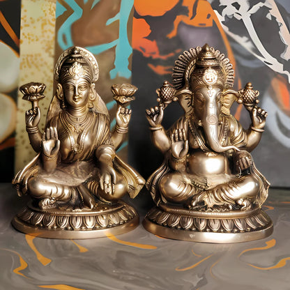 Lakshmi Ganesha Brass idol 7 lifestyel view
