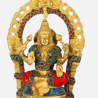 Lakshmi Ganesha Saraswati Brass Idol 2 close view 
