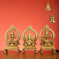 Lakshmi Ganesha Saraswati Brass Idol 5 lifestyel view