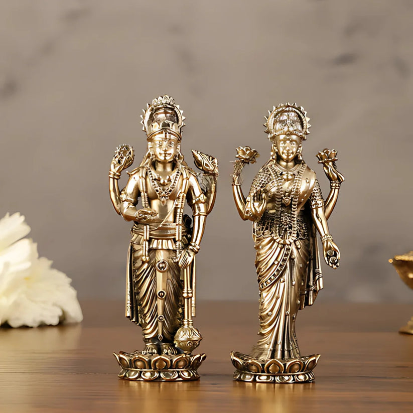 Lakshmi Vishnu Standing Brass Idol