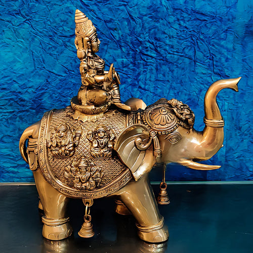 Lakshmi on Elephant Brass Idol