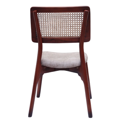 Lattice Teak Wood Dining Chair (Brown Beige) back  view