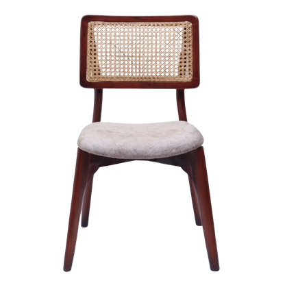 Lattice Teak Wood Dining Chair (Brown Beige) front view