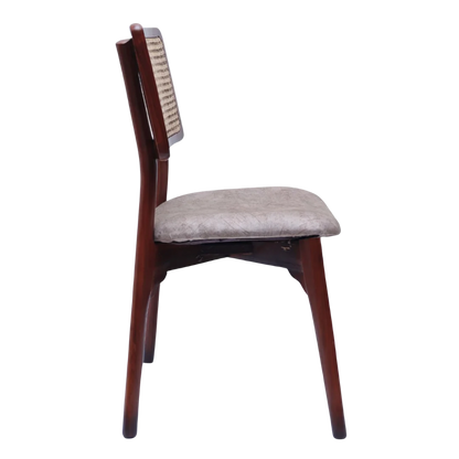 Lattice Teak Wood Dining Chair (Brown Beige) side view