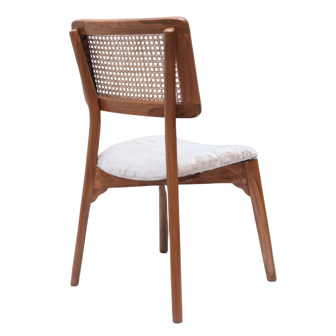 Lattice Teak Wood Dining Chair (Teak Gold) back angle