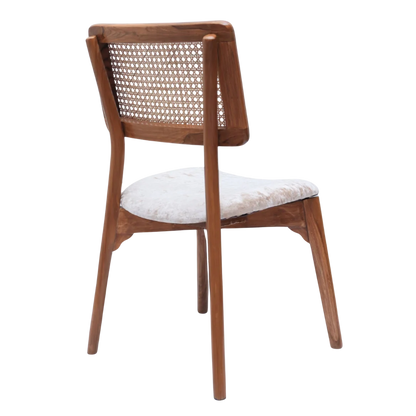 Lattice Teak Wood Dining Chair (Teak Gold) back angle