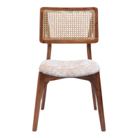 Lattice Teak Wood Dining Chair (Teak Gold) front view