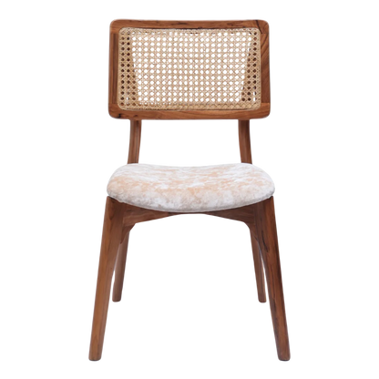 Lattice Teak Wood Dining Chair (Teak Gold) front view