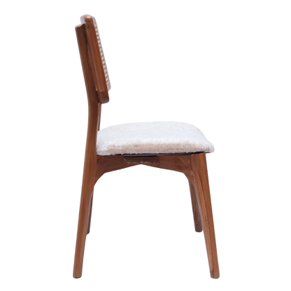 Lattice Teak Wood Dining Chair (Teak Gold) side view