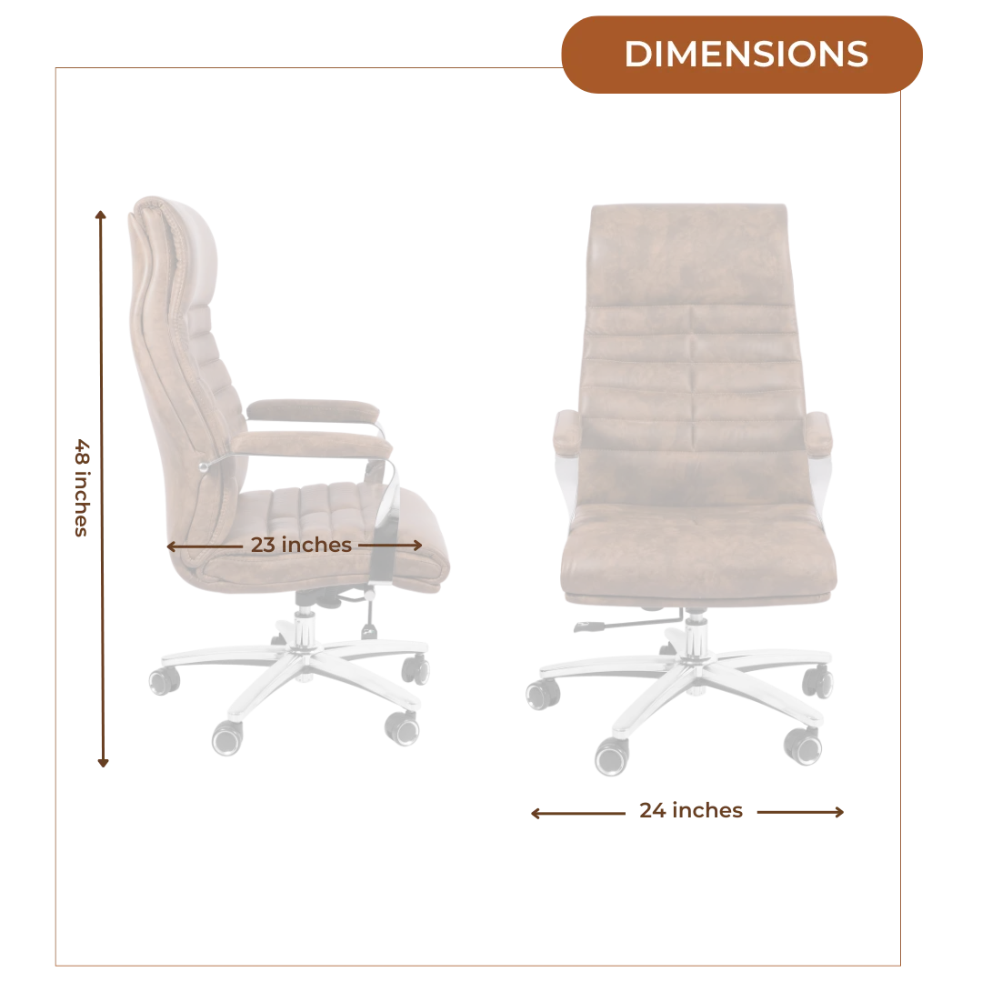 Lavesso Swivel Office Executive Chair (Brown) Dimensions