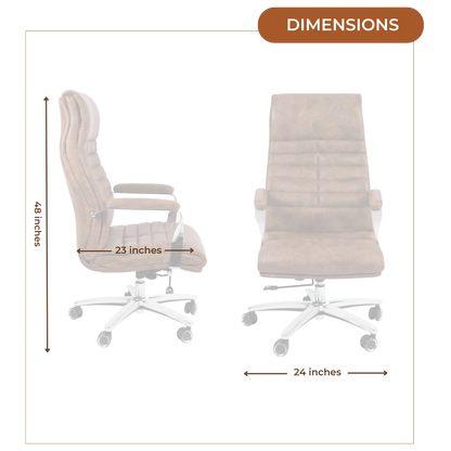 Lavesso Swivel Office Executive Chair (Brown) Dimensions
