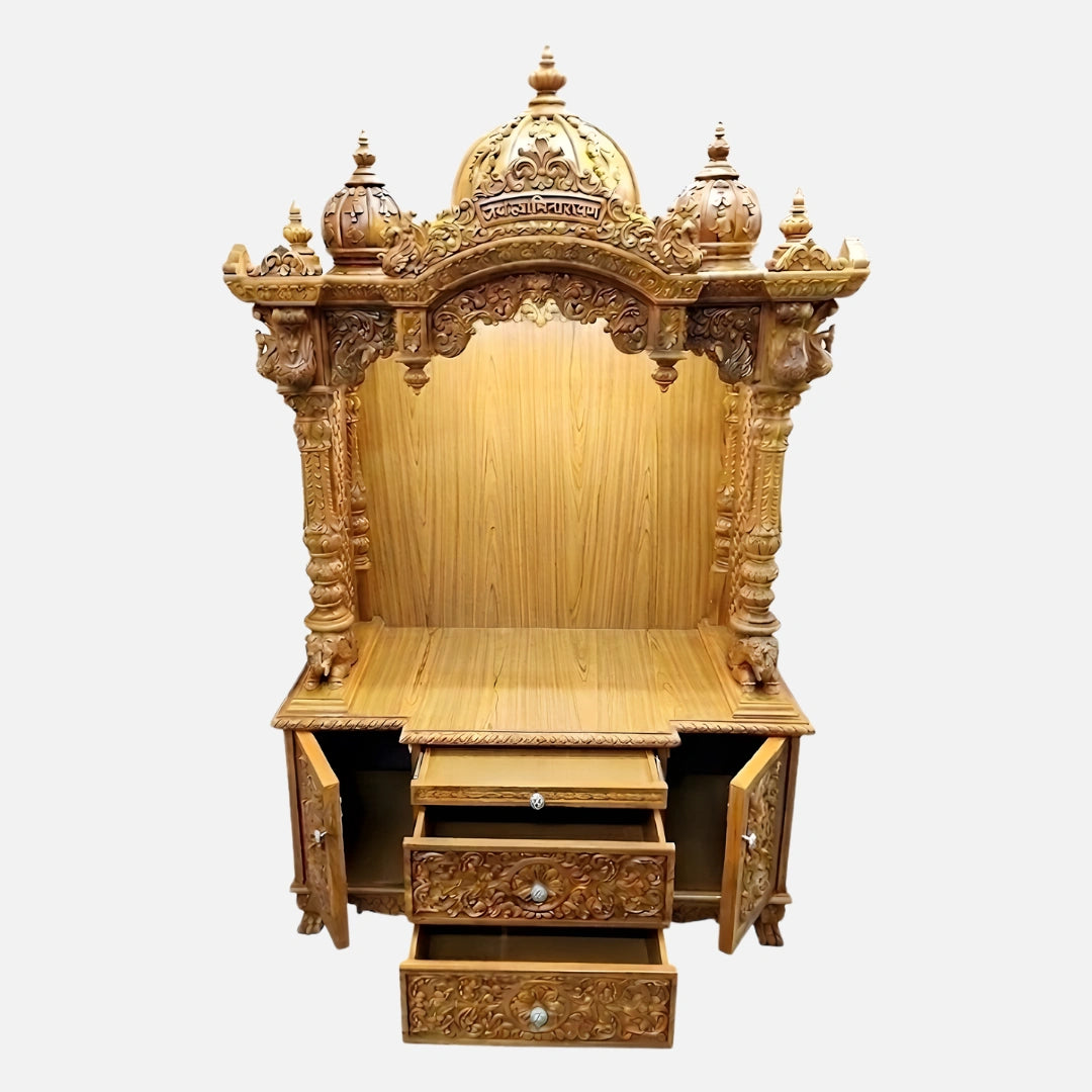Lepakshi Teak Wood Mandap (Teak) open drawer front view 