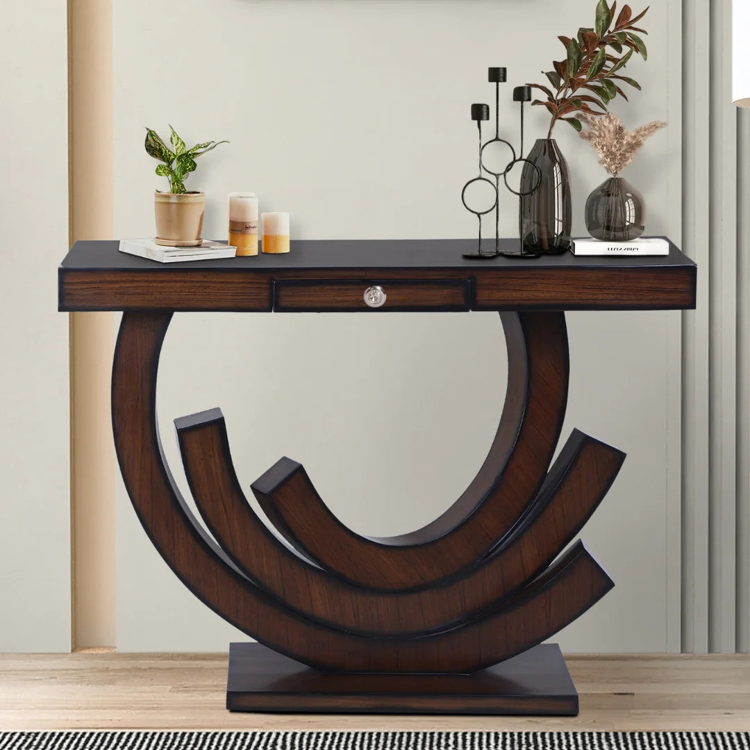 LifeStyle Image of Warc Solid Wood Console Table (Mahogany)