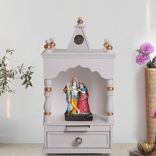 Lifestlye Image of Sphatika Wall Mount Pooja Mandir without Door(White Gold)