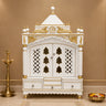 Pooja Graham Large Floor Rested Pooja Mandir with Door (White Gold)