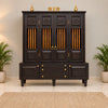 Anandam Teak Wood Pooja Mandap with Door - Brown