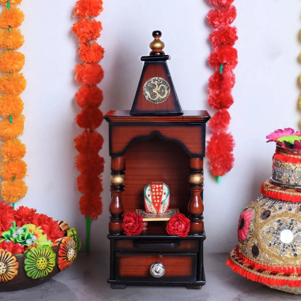 Aradhya Wall Mount Pooja Mandir (Brown Gold)