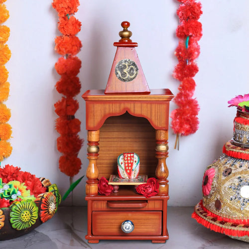 Aradhya Wall Mount Pooja Mandir (Teak Gold)