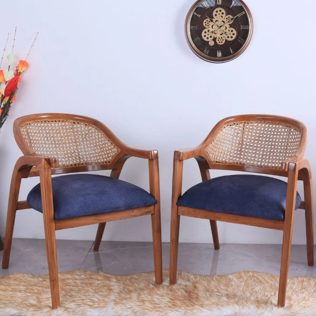 Lifestyle Image of Arbor Teak Wood Arm Chairs (Teak Blue)