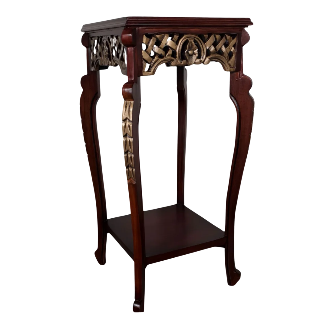 Lifestyle Image of Arcadia Teak Wood Planter Table (Brown) Side View