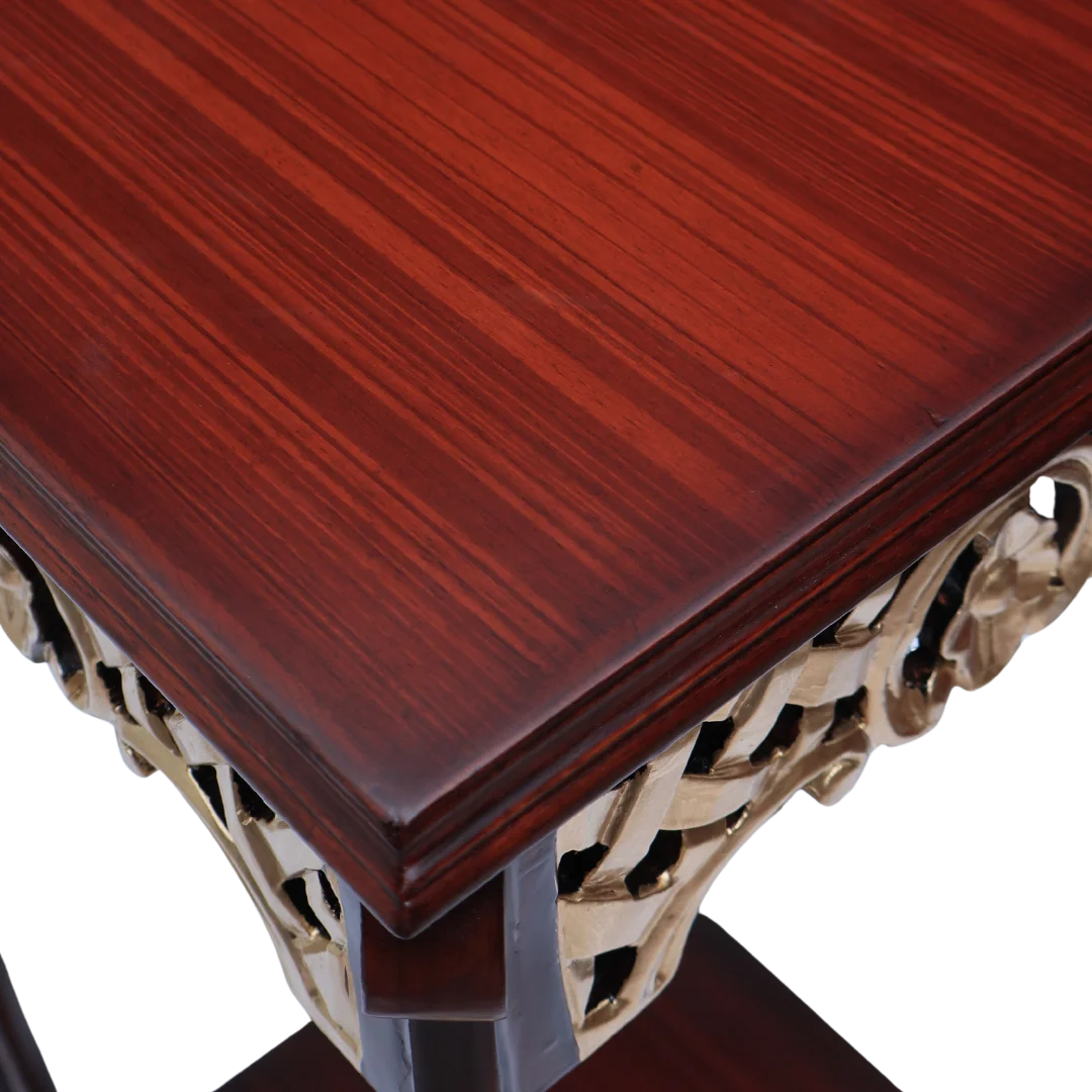 Lifestyle Image of Arcadia Teak Wood Planter Table (Brown) Zoom view on top