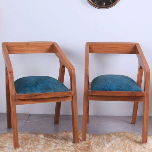 Aristo Teak Wood Arm Chairs (Teak Blue)