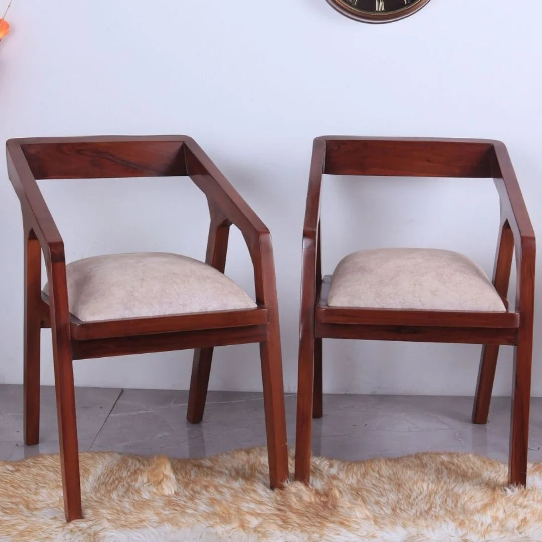 Lifestyle Image of Aristo Teakwood Arm Chairs (Brown Beige)