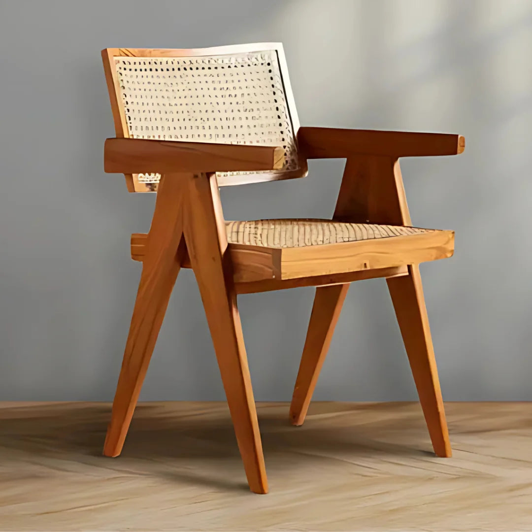 Lifestyle Image of Avira Teak Wood Cane Chairs (Natural)