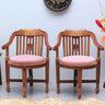 Canasto Teak Wood Arm Chairs (Teak Pink)