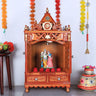 Divya Nivas Medium Floor Rested Pooja Mandir with Door (Teak Gold)